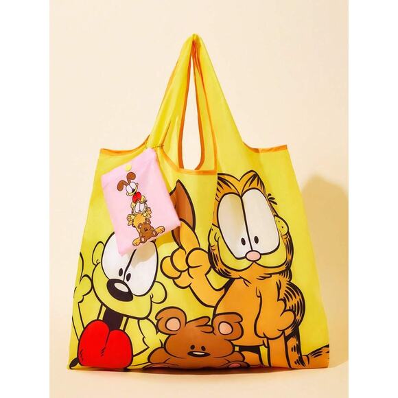Garfield & Friends Reusable Tote Bag with Pouch | Foldable Eco Shopping Bag 22.8 - Picture 2 of 5